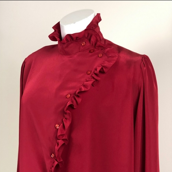 3/$35 Vintage High Neck Ruffle Blouse - Picture 1 of 4